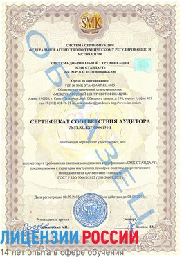 Образец сертификата соответствия аудитора №ST.RU.EXP.00006191-1 Чайковский Сертификат ISO 50001